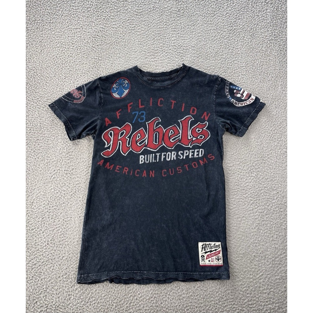 Affliction American Customs T-Shirt Mens Medium Rebels Built For Speed Biker